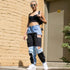 Contrast color hollowed-out trousers for women - ROUTINE FASHION